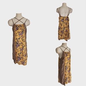 Miami Yellow Floral Adjustable Straped Dress Size Large